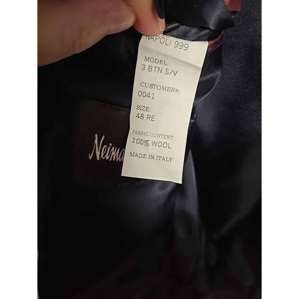 Neiman Marcus Men's‎ Napoli 999 Sport Coat/Jacket/100% Wool, Black 48R LS Italy